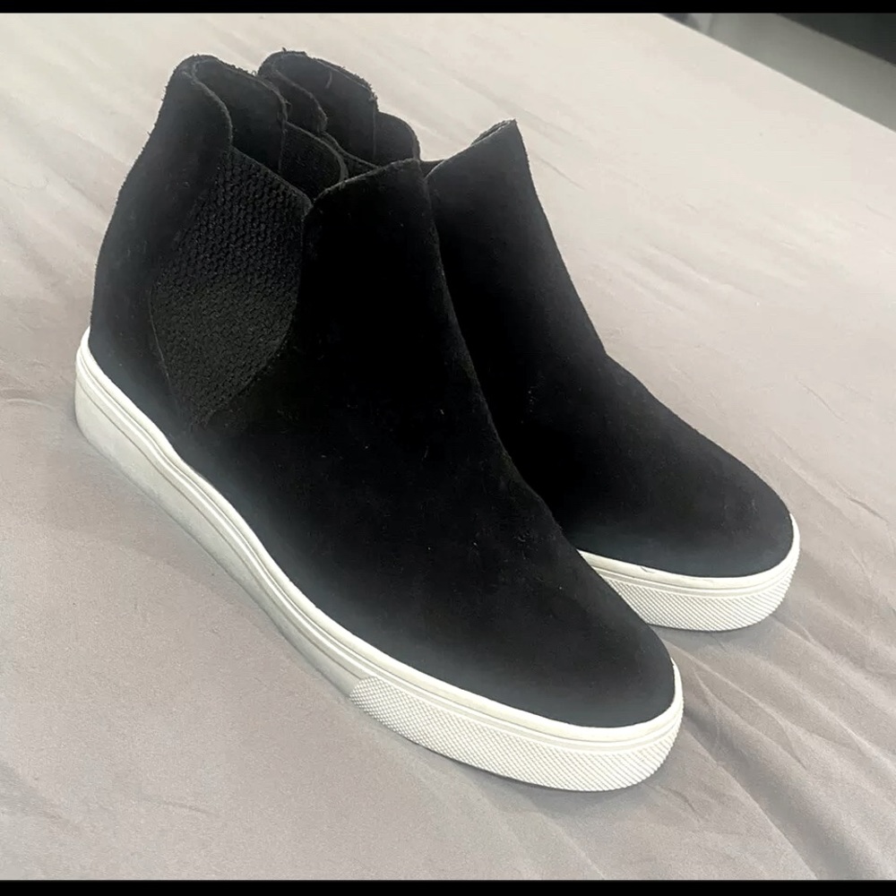 STEVEN by Steve Madden Women's CANARES-P Sneaker, BLACK Suede, 6 US